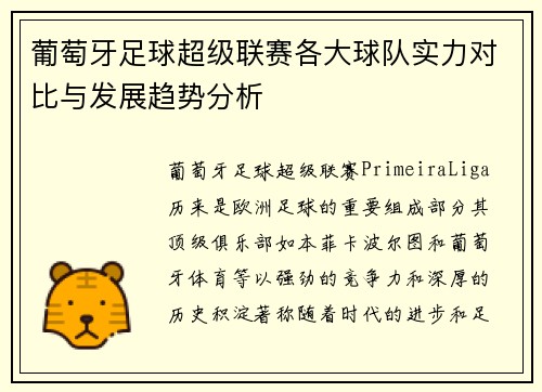 葡萄牙足球超级联赛各大球队实力对比与发展趋势分析